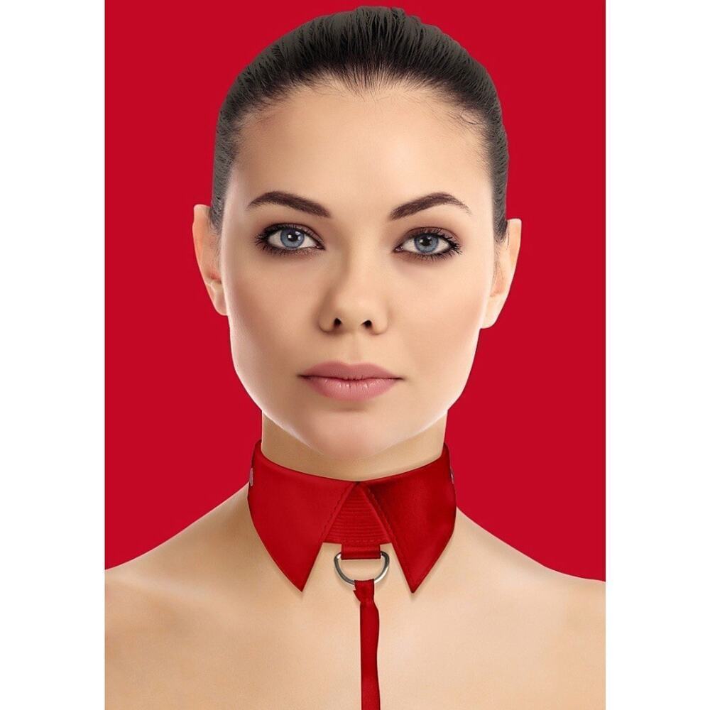 🦋B2G1🦋OUCH! SHOTS AMERICA Classic Leather Collar With Leash-Red | ONE SIZE |